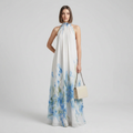 Fashionable Halter Neck Printed Dress