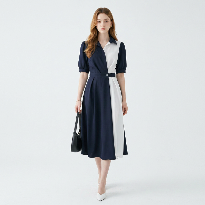 Color-blocked Patchwork Dress