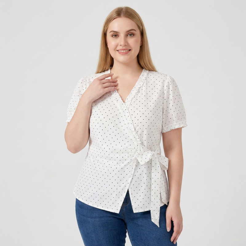 V-neck Tie-waist Blouse