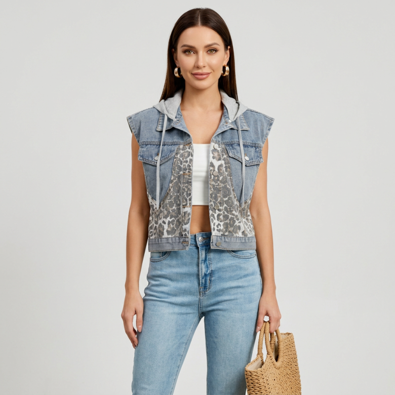 Leopard Print Patchwork Vest