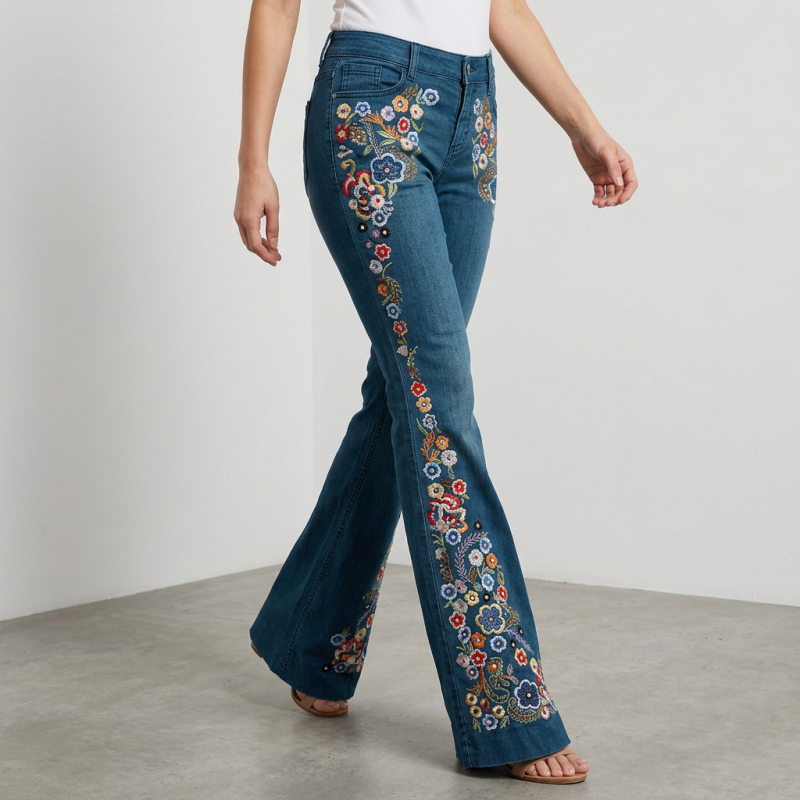 Fashionable Embroidered Jeans
