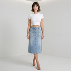 Fashionable Rhinestone Denim Skirt
