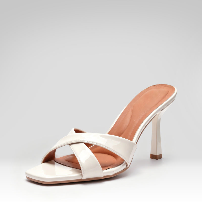 High-heeled Patent Leather Slippers