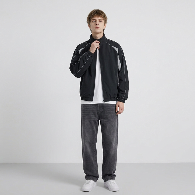 Patchwork Stand-up Collar Sports Jacket