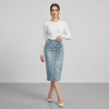 Button-down Denim Skirt