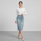 Button-down Denim Skirt