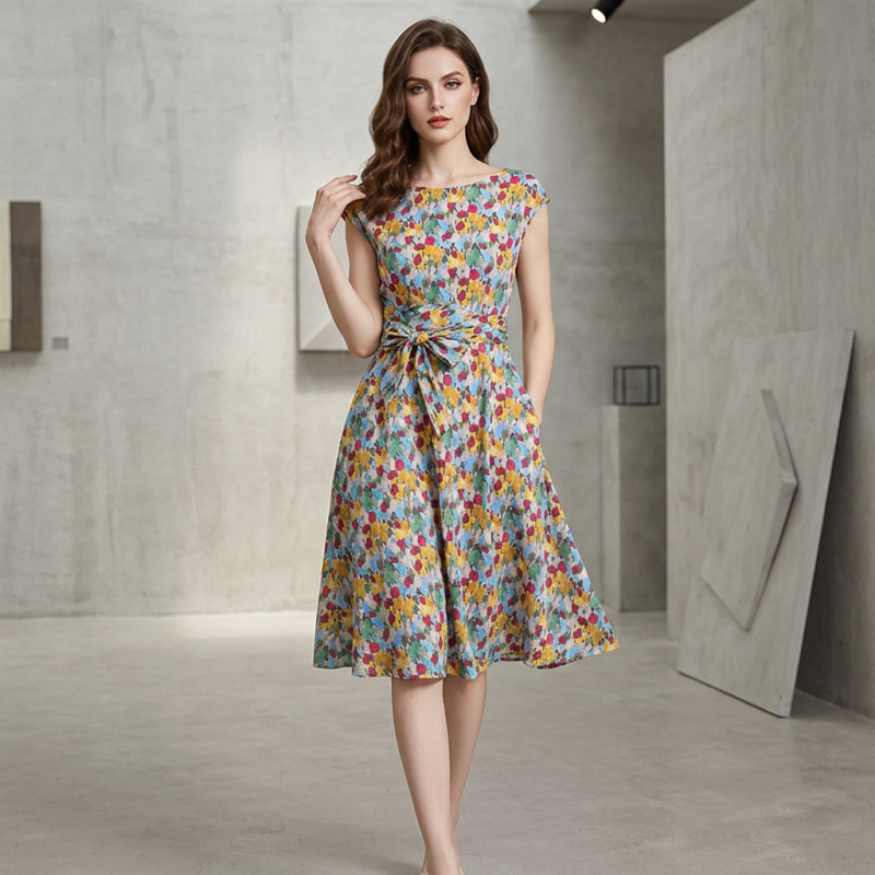 Sleeveless Floral Dress