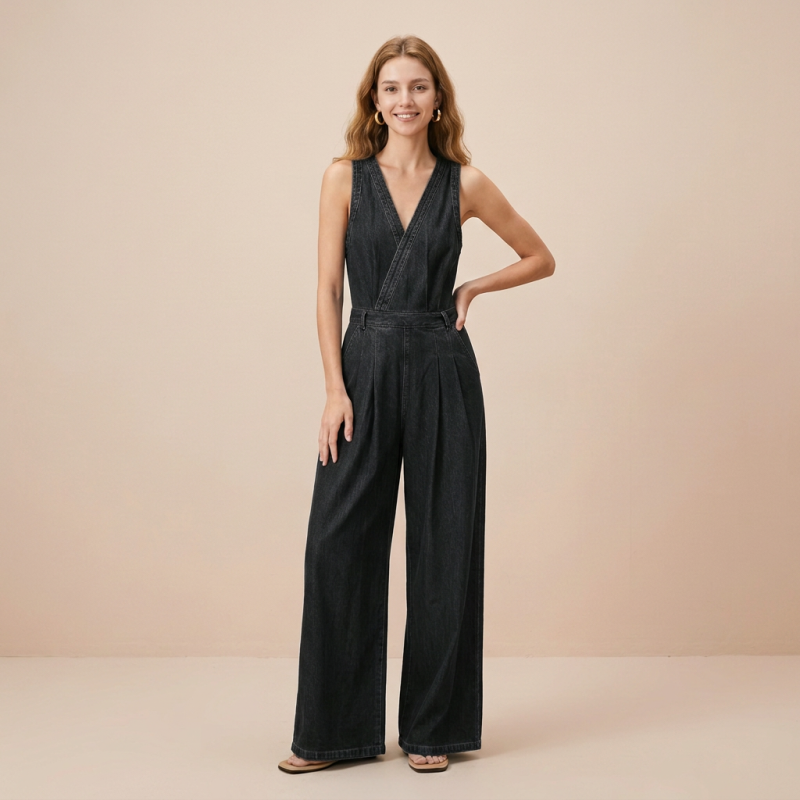 Casual Retro Denim Jumpsuit