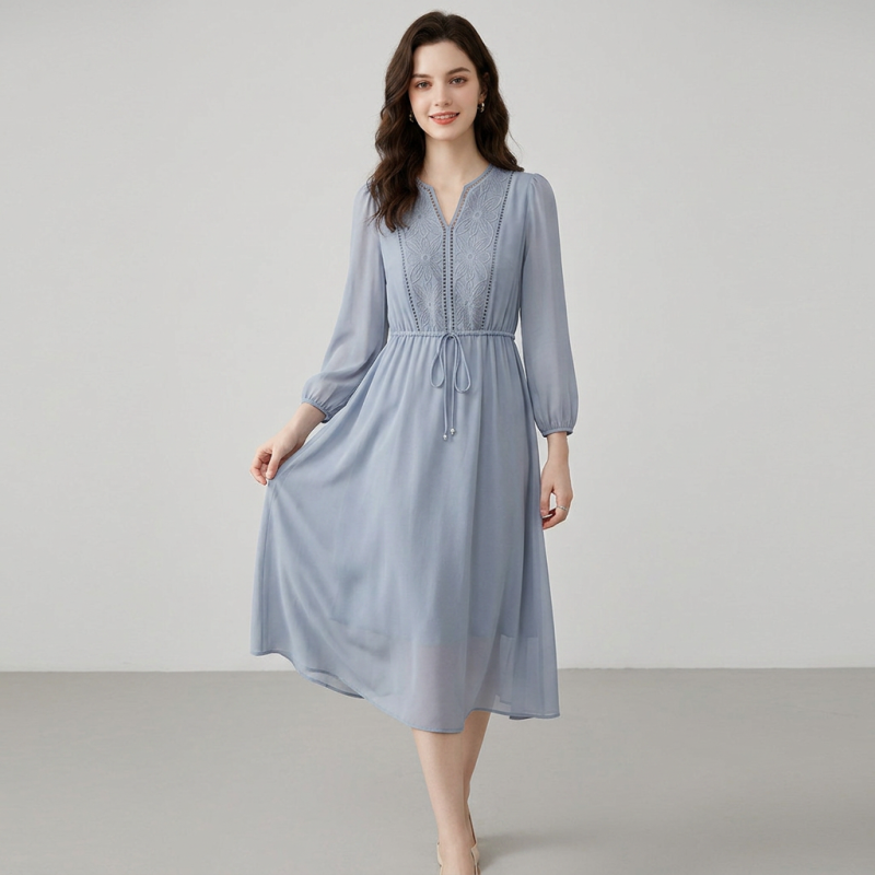 Flowy Long-sleeved Dress