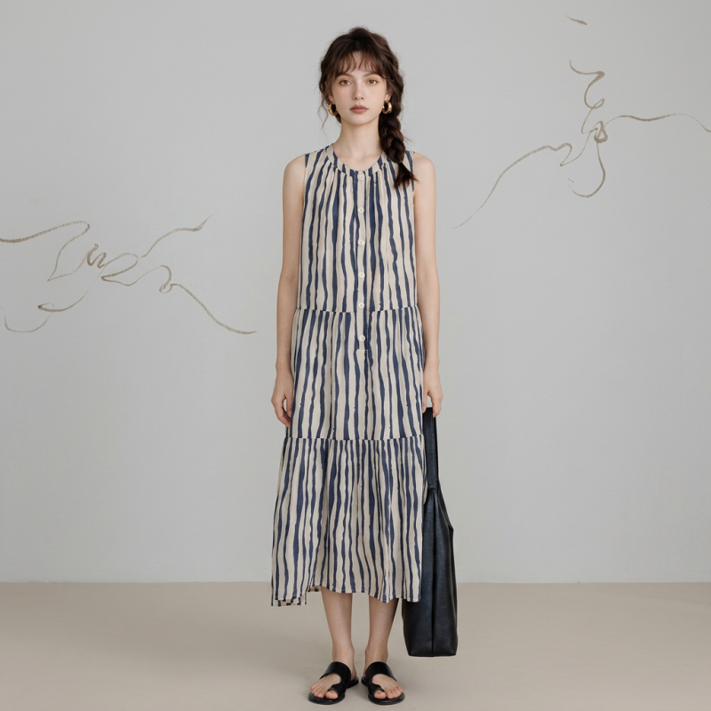 Round Neck Striped Dress
