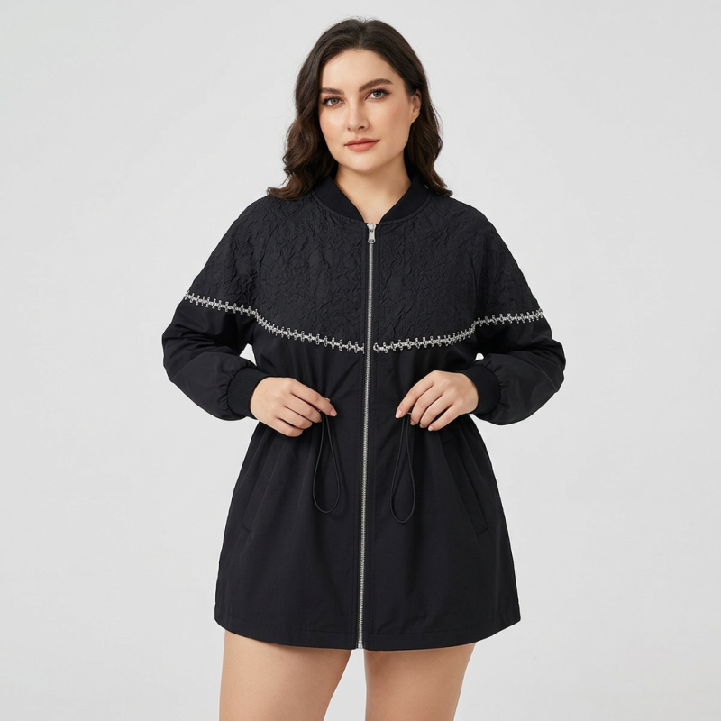 Trendy Round Neck Trench Coat