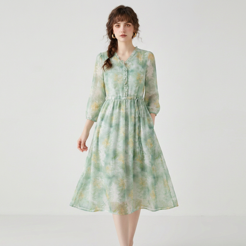 Jacquard V-neck Dress
