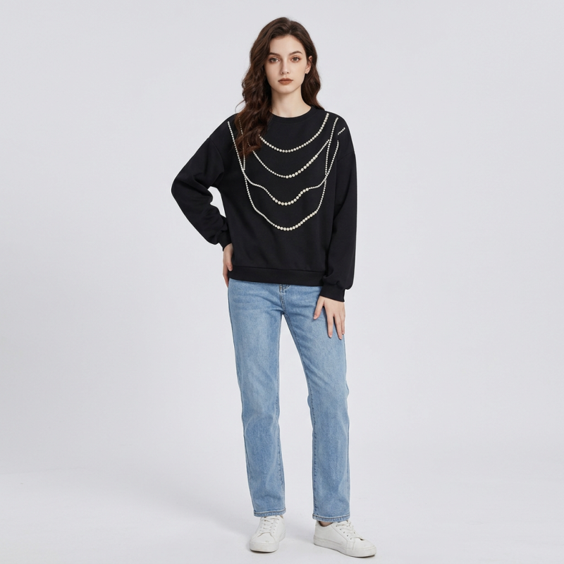 Stylish Beaded Sweatshirt