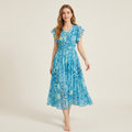 Small Flutter Sleeves And Full Skirt Dress
