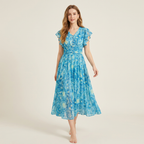 Small Flutter Sleeves And Full Skirt Dress