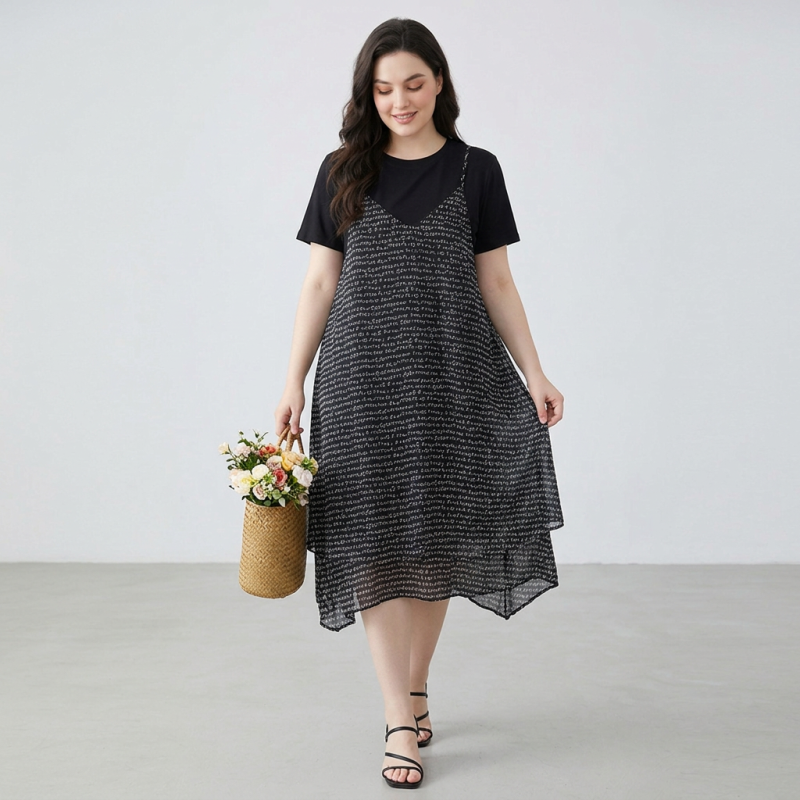 Faux Two-piece Patchwork Dress