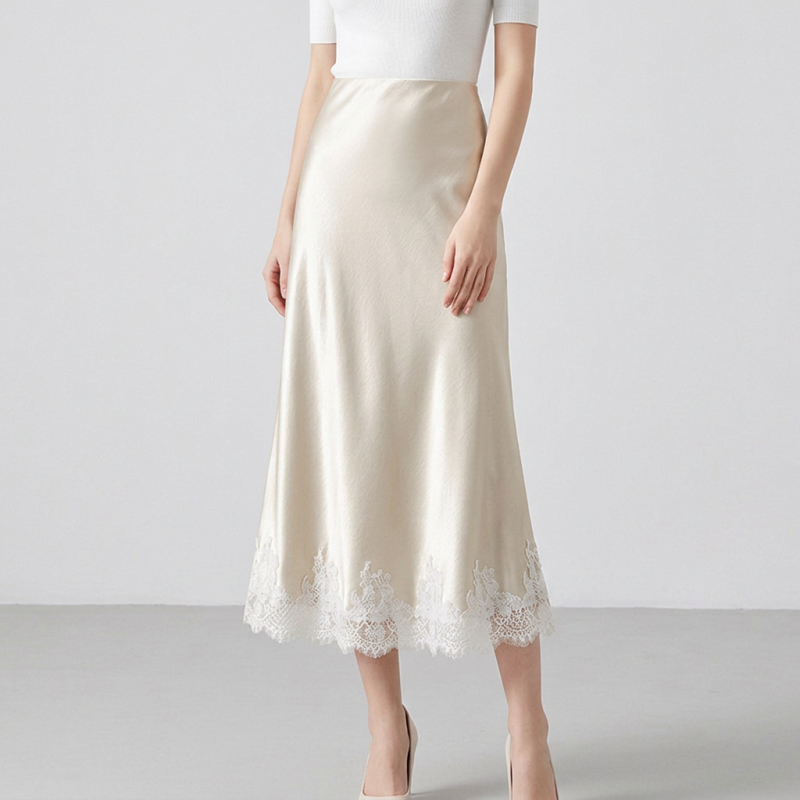 Lace Glossy Midi Skirt