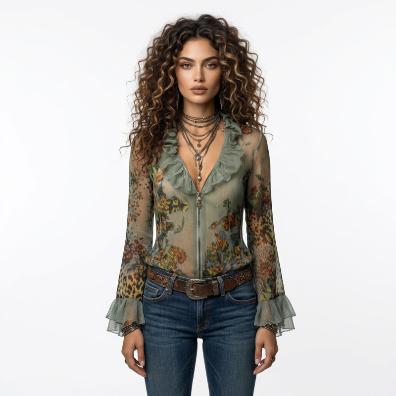 Leopard Print Floral Shirt