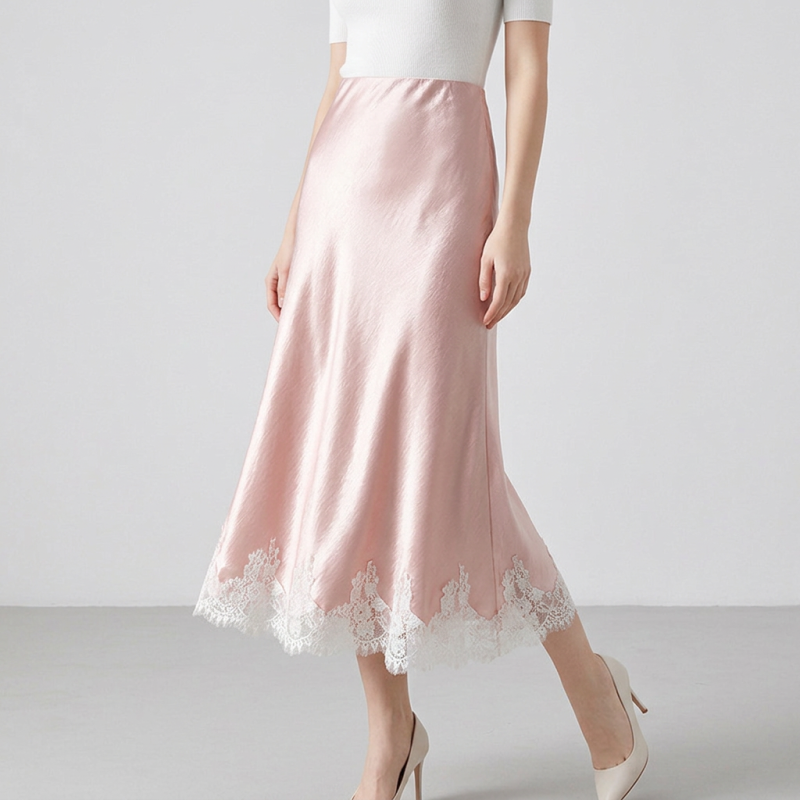Lace Glossy Midi Skirt