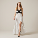 Lace-trimmed Polka Dot Slip Dress
