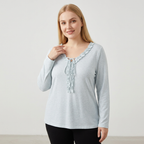 Long-sleeved T-shirt With Ruffled Trim