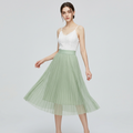 Mesh Pleated Midi Skirt