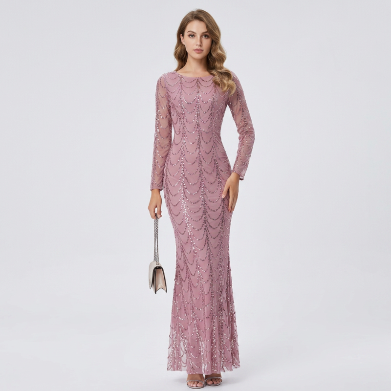 Elegant Long-sleeved Fishtail Dress