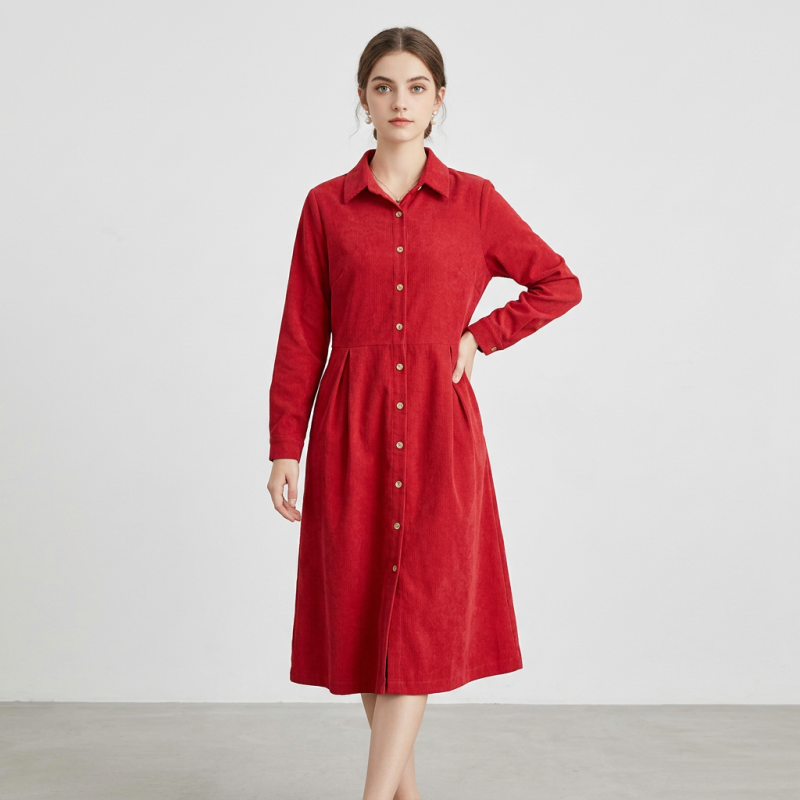 Fashionable Corduroy Dress