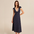 Retro V-neck Long Dress