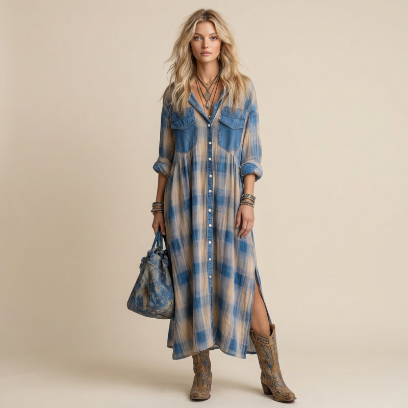 Stylish Denim Pocket Dress