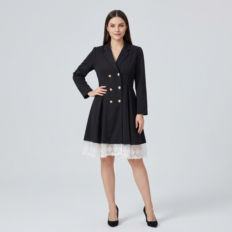 Double-breasted Suit Collar Dress