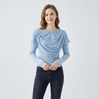 Pleated Long-sleeved T-shirt