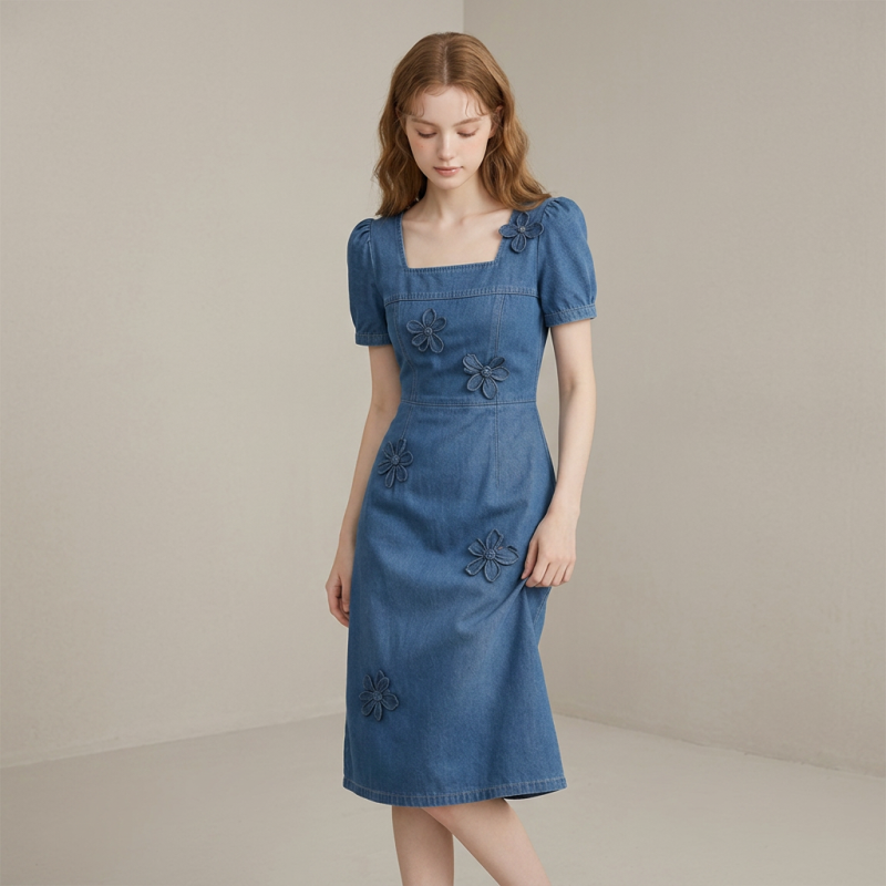 Elegant Square Neck Dress