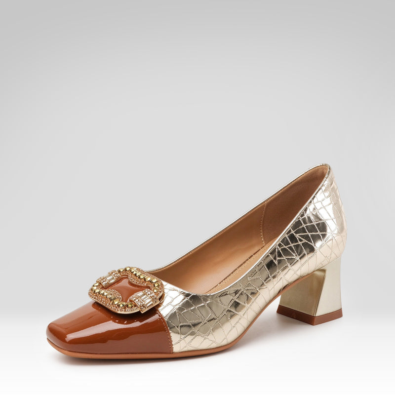 Rhinestone Square-toe Flats