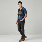 Embroidered V-neck Short-sleeved Shirt