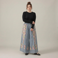 Retro Print Denim Skirt