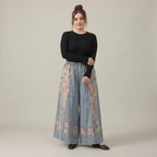 Retro Print Denim Skirt