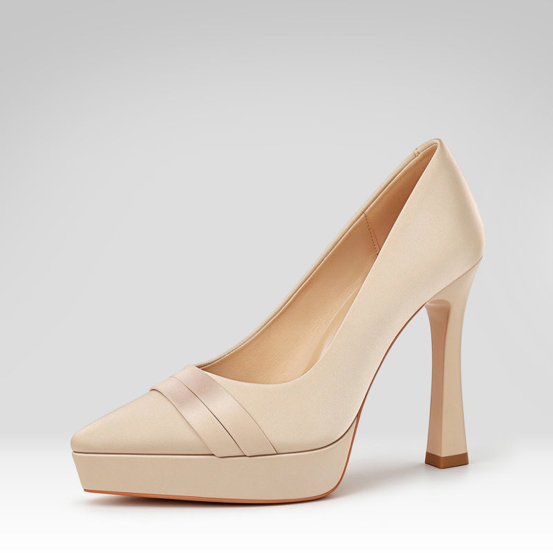Waterproof Platform Satin High Heels