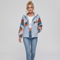 Color-blocked Hooded Denim Jacket