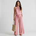 Halter Top With Tie Neck + Wide-leg Pants