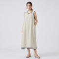 Round Neck Sleeveless Cotton Linen Dress