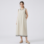Round Neck Sleeveless Cotton Linen Dress
