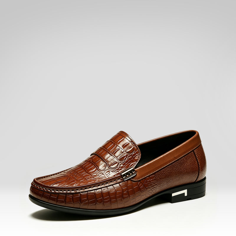 Crocodile-patterned Leather Shoes