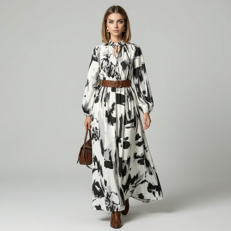 Retro Print Dress