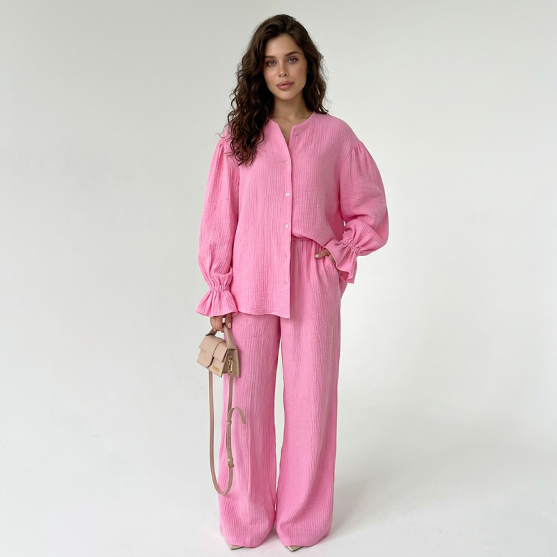 Lantern Sleeve Shirt Set