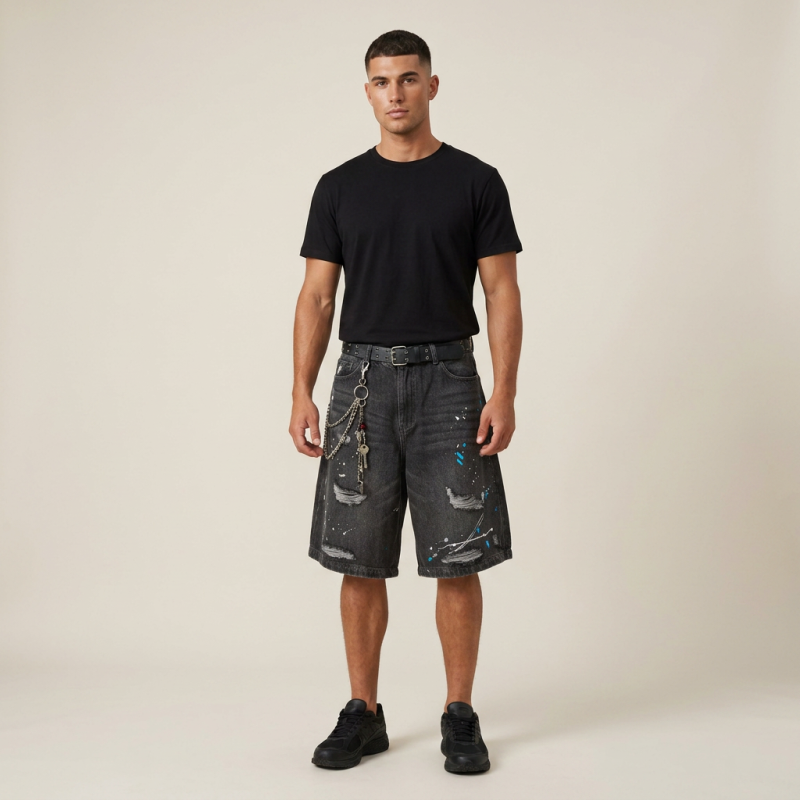 Splatter Paint Casual Denim Shorts