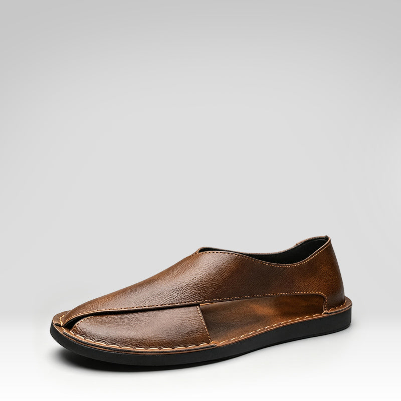 Men's Leather Openwork Slippers