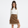 Mesh Patchwork Midi Skirt