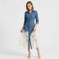 Lace-trimmed Denim Skirt