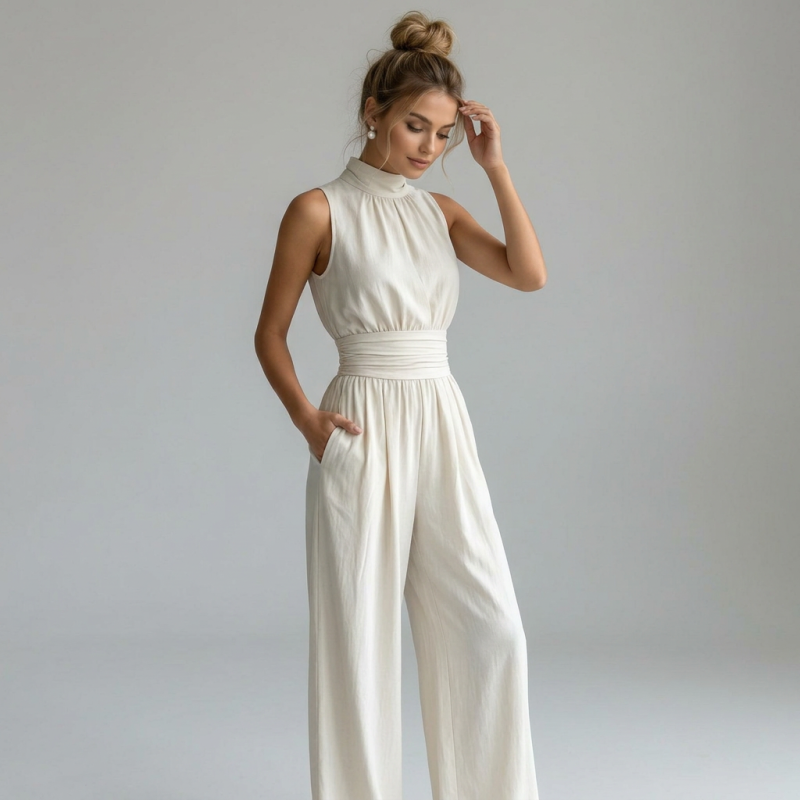 French High-neck Jumpsuit